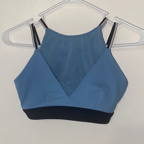 ALO Yoga Other - ALO Yoga High Neck Mesh Blue Strappy Sports Bra
